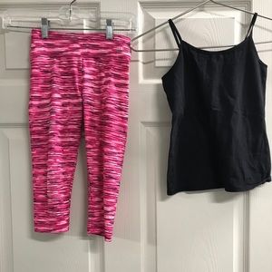 Justice Girls Leggings Size 7 & Black Tank Size 8